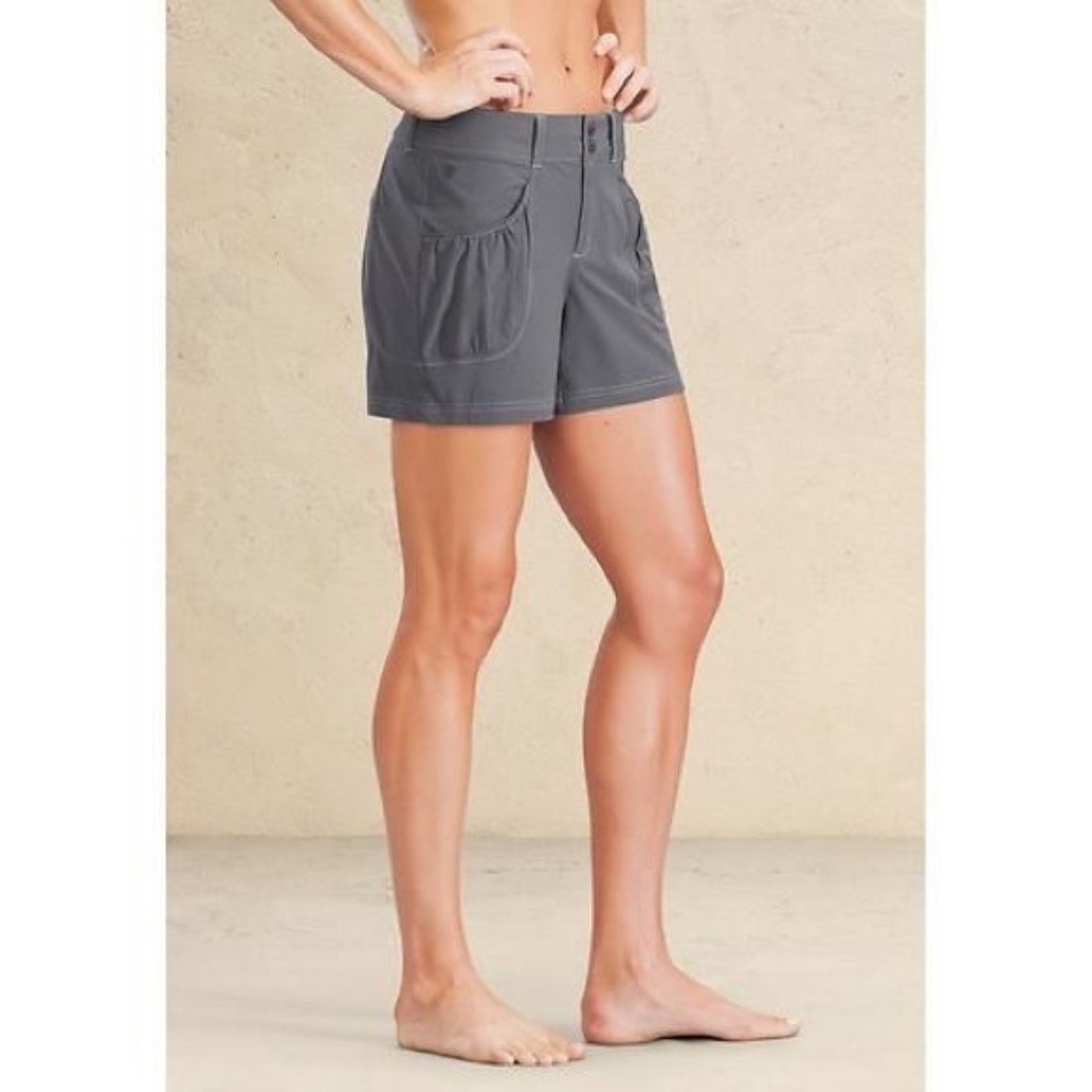 Athleta Dipper Asphalt Gray Pocket Nylon Athletic Shorts - Size 0